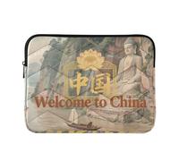 Funda para portátil de 13 a 14 pulgadas, diseño conciso con texto en inglés "Welcome to China" Scenery Culture para trabajo, viajes, Latitude