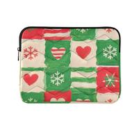 Funda para portátil de 13 a 14 pulgadas, diseño conciso de copos de nieve con texto en inglés "Happy Christmas Snowflakes Checkered Colorful for Men Women