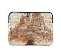 Funda para portátil de 13 a 14 pulgadas, elegante bolsa de almacenamiento para laptop, arte abstracto, Cyber Ogange, partituras de música humana, funda para computadora con cremallera para viaje de