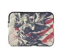 Funda para portátil de 13 a 14 pulgadas, ligera, con diseño de ángel de dibujos animados, 4 de julio, Día de la Independencia, funda rígida con cremallera para viajes y negocios