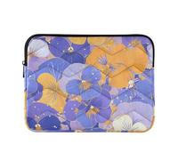 Funda para portátil de 13 a 14 pulgadas, poliéster, fundas para laptop de 13 a 14 pulgadas, flores abstractas, naranja, morado, pensamientos, bolsillo para computadora portátil, para hombres y mujeres