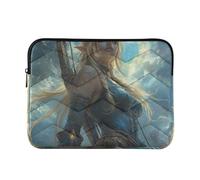Funda para portátil de 13 a 14 pulgadas, resistente al agua, para portátiles, juegos de arqueros, anime, chica, azul, bolsillo para computadora portátil, rifle y co