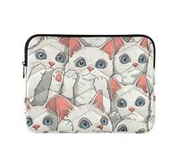 Funda para portátil de 13 a 14 pulgadas, suave, color blanco, lindo gato, gatito, tablet, maletín, bolsa de transporte para viajes y negocios