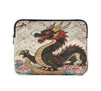 Funda para portátil de 13 a 14 pulgadas, suave, tradicional dragón chino y lirio de agua, maletín para tablet, bolsa de transporte para el trabajo y negocios