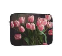 Funda para portátil de 13 pulgadas, impermeable, resistente a los golpes, diseño de tulipanes rosas