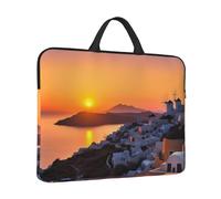 Funda para portátil de 14 pulgadas, a prueba de golpes, isla de Grecia, puesta de sol, paisaje, funda de transporte con asa