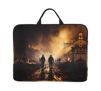 Funda para portátil de 14 pulgadas, diseño de bomberos que luchan contra incendios, interior acolchado resistente a los golpes, perfecto para negocios y viajes diarios, Negro -, Talla única