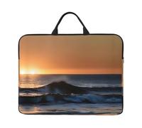 Funda para portátil de 14 pulgadas, diseño de los últimos rayos de sol sobre las olas del mar, maletín portátil para negocios, viajes