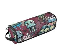 Funda para portátil de 15 a 16 pulgadas con alfombrilla resistente al calor, graffiti, medusas, organizador de herramientas para el cabello de gran capacidad