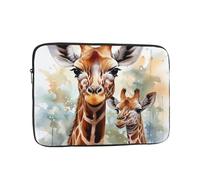 Funda para portátil de 15 pulgadas, impermeable, resistente a los golpes, diseño de acuarela, ciervo, jirafa, bolsa ligera para computadora