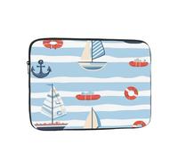 Funda para portátil de 15 pulgadas, resistente al agua, compatible con MacBook Chromebook de 14 a 15 pulgadas, bonito velero a rayas de dibujos animados