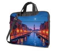Funda para portátil de 16 pulgadas, noche veneciana: canales iluminados por la luna y edificios históricos, bolsa negra para laptop para hombre, Color, 26x36cm