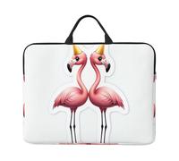 Funda para portátil de 35.6 cm, con estampado de corazones y flamencos rosados, resistente al agua, para hombres y mujeres