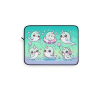 Funda para portátil Kawaii con diseño de ballenas de unicornio, lindas ballenas en el océano, protección suave para laptop, bonita decoración para laptop, multicolor, 12 pulgadas, Genérico