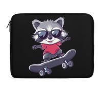 Funda para Portátil Patineta Raccoon Cool Funda Portátil Multicolor Personalizado Protectora para Portátiles, para Travel, Office, Hombre, 15In