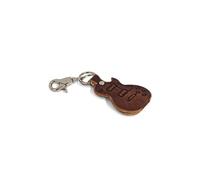Funda para púa con Forma de Guitarra eléctrica Fender Stratocaster de Piel auténtica con Llavero y mosquetón Made in Italy Calidad Endscuoio (Marron -Forma Gibson Les Paul)