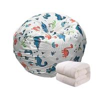 Funda para puf de Lazy Lounger, funda de puf para niños, con bonito patrón, puf de peluche, soporte para juguetes de gran capacidad, cremalleras para niños y adultos