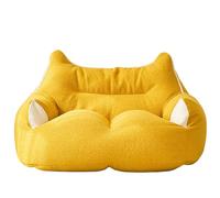 Funda para puf de tela de peluche sin relleno para sala de estar, dormitorio, balcón, color amarillo, 120 x 65 x 65 cm, diseño elegante y acogedor