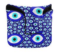 Funda para putter de golf, piel vegana, mal de ojo, azul y negro