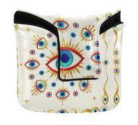 Funda para putter de piel vegana, mal de ojo, índigo amarillo