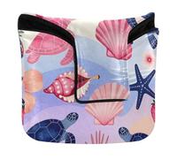 Funda para putter estilo mazo con cierre magnético, funda para cabeza de putter para hombres y mujeres, piel sintética, impermeable, diseño de tortuga marina tropical floral