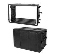 Funda para rack 6U poco profunda de 12 pulgadas de profundidad, 19 pulgadas para amplificador, audio profesional, mezclador de DJ, efectos con compartimentos para micrófono, funda rígida protectora