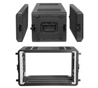 Funda para rack de 6U poco profunda de 11 pulgadas de profundidad, 19 pulgadas para amplificador, audio profesional, mezclador de DJ, efectos con compartimentos para micrófono, funda rígida protectora