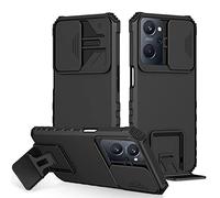 Funda para Realme 9i /OPPO A76/A96 4G,Carcasa Protección Deslizante para la Cámara,con 360 Grados Full Body Anti-Shock Anti-arañazos Case Protector Bumper Silicona y Armor Soporte Carcasa,Negro
