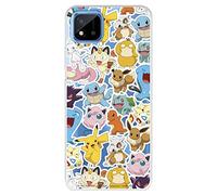 Funda para Realme C11 2021 Oficial de Pokémon, Patrón Sticker Pokémon para Proteger tu móvil. Carcasa para Realme de Silicona Flexible con Licencia Oficial de Pokémon