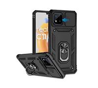 Funda para Realme C11 2021, Tapa Deslizante para La Cámara, Armadura Carcasa con 360° Magnético Anillo Soporte Silicona Antigolpes Protectora Carcasa para Realme C11 2021