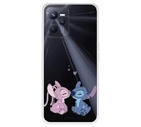 Funda para Realme C35 Oficial de Lilo & Stitch Angel & Stitch Beso para Proteger tu móvil. Carcasa para Xiaomi de Silicona Flexible con Licencia Oficial de Lilo & Stitch
