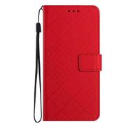 Funda para Realme C75 4G, funda de piel con rejilla para Realme C75 4G, funda protectora tipo libro con soporte y cierre magnético, color rojo