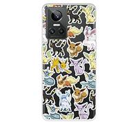 Funda para Realme GT Neo 3 Oficial de Pokémon, Evoluciones Eevee para Proteger tu móvil. Carcasa para Realme de Silicona Flexible con Licencia Oficial de Pokémon
