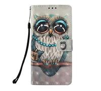 Funda para Redmi Note 14 Pro 5G, piel sintética con tapa y función atril para Redmi Note 14 Pro 5G, con función atril y ranuras para tarjetas, para Redmi Note 14 Pro 5G, diseño de búho