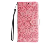 Funda para Redmi Note 14 Pro/Note 14 Pro+ 5G, diseño de girasol, resistente a los golpes, piel sintética, funda plegable con ranuras para tarjetas y soporte para Redmi Note 14 Pro, oro rosa