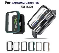 Funda para reloj de PC con protector de pantalla de vidrio templado para Samsung Galaxy Fit 3 SM-R390, cubierta completa, película antiarañazos a prueba de golpes + funda Clear