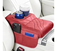 Funda para reposabrazos de coche, alfombrilla de almacenamiento para consola central con caja de pañuelos, almohadilla protectora organizadora para el interior del vehículo (rojo)