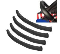 Funda para Reposabrazos de Cochecito de bebé, Cubierta de Mango Lavable, Cuero Artificial, Color Negro, con Cremallera, Accesorios para Cochecito, 4 Uds. (BLACK)