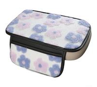 Funda para reposabrazos interior de coche para mujer, forro polar de felpa con diseño floral y respaldo de silicona para vehículos aptos (morado-doble boca)