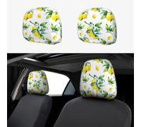 Funda para reposacabezas de Asiento de Coche, 2 Piezas, con Bordado Personalizado, Suave y Transpirable, con diseño de Limones Amarillos, Accesorios de protección para el Coche