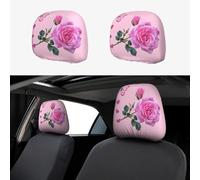 Funda para reposacabezas de Asiento de Coche, 2 Piezas, con Bordado Personalizado, Suave y Transpirable, con diseño de Mariposas y Flores en Color Rosa Claro, Accesorios de protección para el Suelo