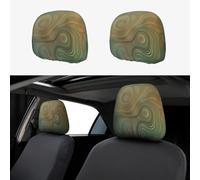 Funda para reposacabezas de Asiento de Coche, Suave y Transpirable, con Bordado Personalizado, Color Verde Tierra y Dorado, con Tinta de ágata, 2 Piezas, Accesorios de protección para el automóvil.