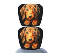 Funda para reposacabezas de coche, 2 fundas para reposacabezas con diseño de perro, divertido protector elástico de dibujos animados para mujeres y hombres, decoración interior del coche