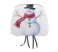 Funda para reposacabezas de coche con diseño de muñeco de nieve con sombrero negro y bufanda roja, 2 piezas, funda elástica cómoda para reposacabezas para mujeres y hombres, universal se adapta a la