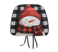 Funda para reposacabezas de coche, diseño de muñeco de nieve con bufanda roja, 2 piezas, elástica, cómoda, universal, se adapta a la mayoría de coches, furgonetas, SUV, camiones, accesorios de