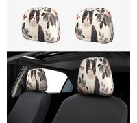Funda para reposacabezas de gato con flores blancas y negras, 2 fundas para reposacabezas de asiento de coche, lavable, ajuste universal para todos los coches, SUV, camiones, furgonetas, vehículos