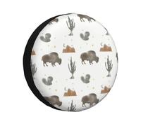 Funda para Rueda de Repuesto Buffalo Bison Wild West Western Cactus Star Desert (2) Funda Impermeable Universal para RV SUV Camión Remolque de 14 Pulgadas