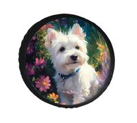 Funda para Rueda de Repuesto West Highland Terrier in The Garden, Protector de Rueda Universal Impermeable para Caravana o Autocaravana.