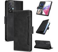 Funda para Samsung A53 con protector de pantalla, con tarjetero, funda para Samsung Galaxy A53 5G, funda de piel con tapa tipo cartera, plegable, 360 grados, resistente a los golpes, color negro