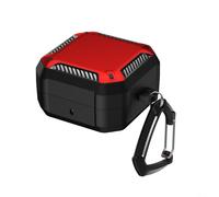Funda para Samsung Buds 4 Pro de dos tonos con cierre magnético y textura de fibra de carbono resistente a los golpes carcasa dura para carga inalámbrica rojo-negro (rojo-negro)